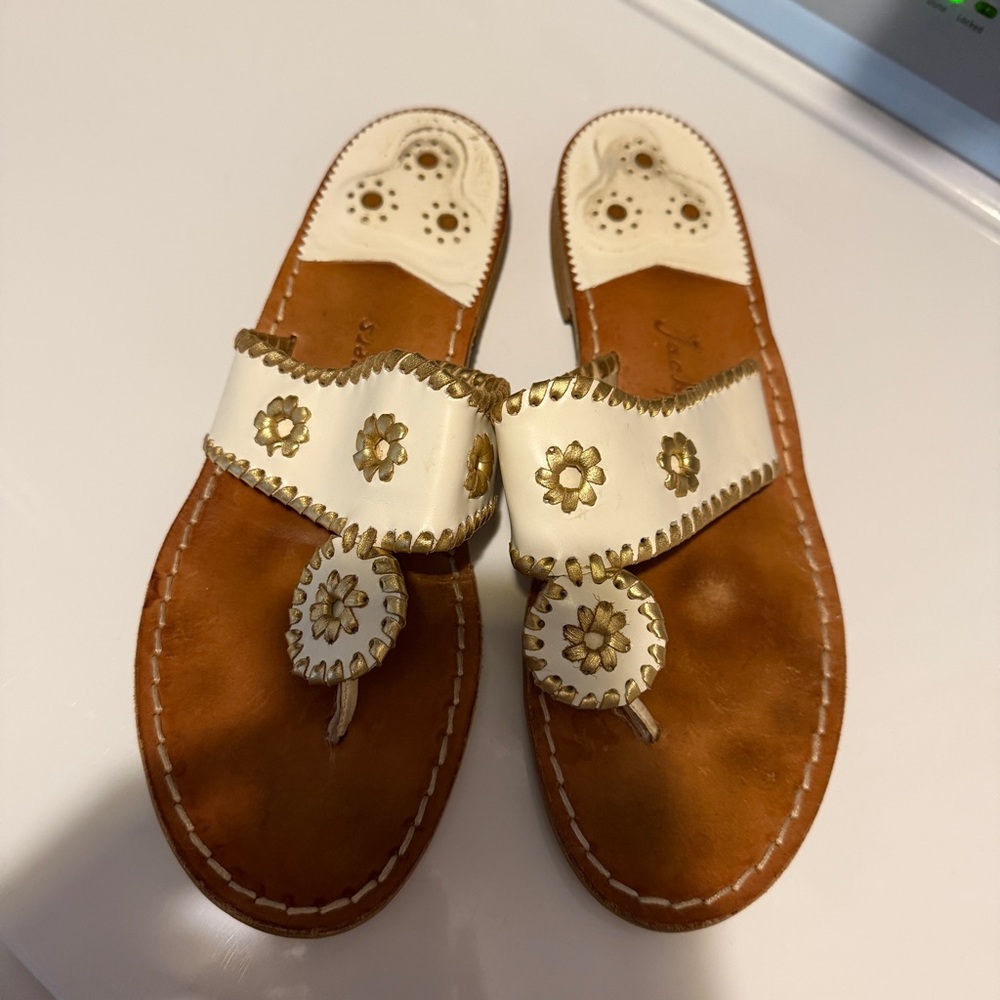 Jack Rogers White and Tan Sandals